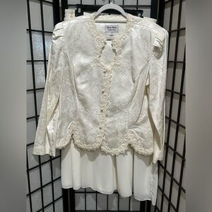 Nah Nah Collection VINTAGE Ivory Lace Jacket and Skirt Set WOMEN SIZE 18